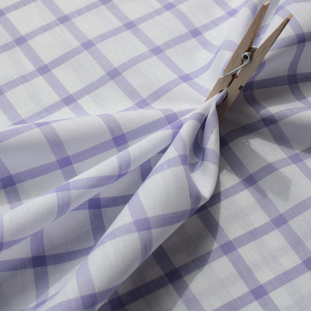 Luxe 2 Ply 120's Italian Shirting Cotton & Linen Blend - Lavender & White