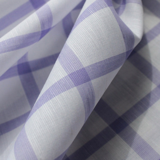 Luxe 2 Ply 120's Italian Shirting Cotton & Linen Blend - Lavender & White