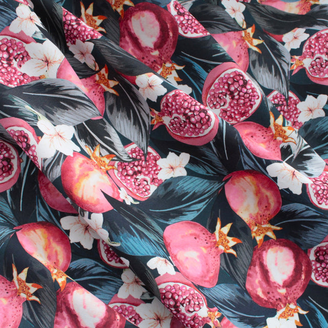 Printed Italian Cotton Shirting - Blue Pomegranate