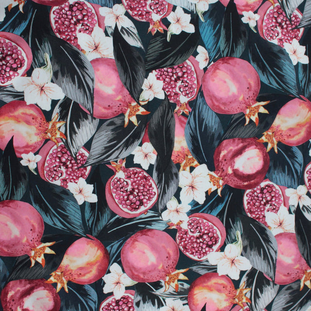 Printed Italian Cotton Shirting - Blue Pomegranate
