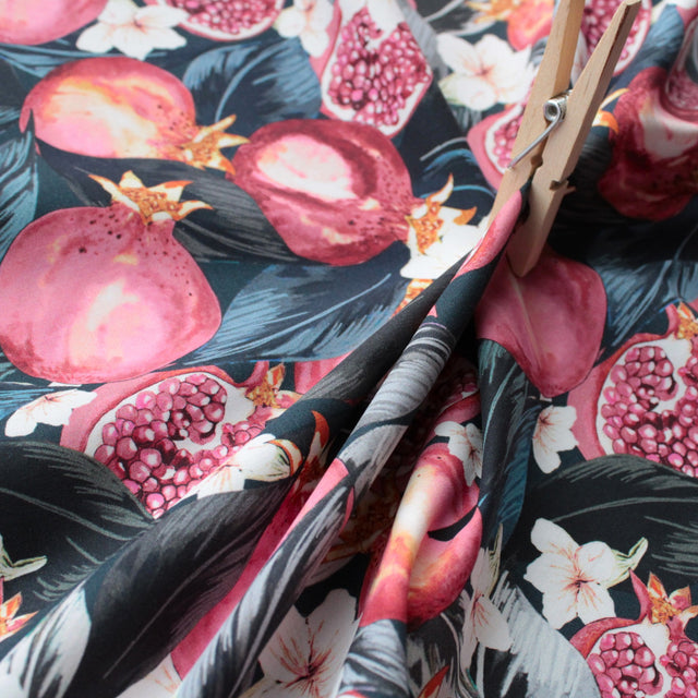 Printed Italian Cotton Shirting - Blue Pomegranate