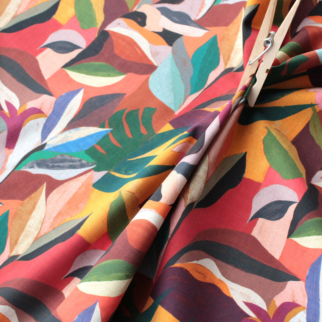 Printed Italian Cotton Shirting - Autumn Leaves