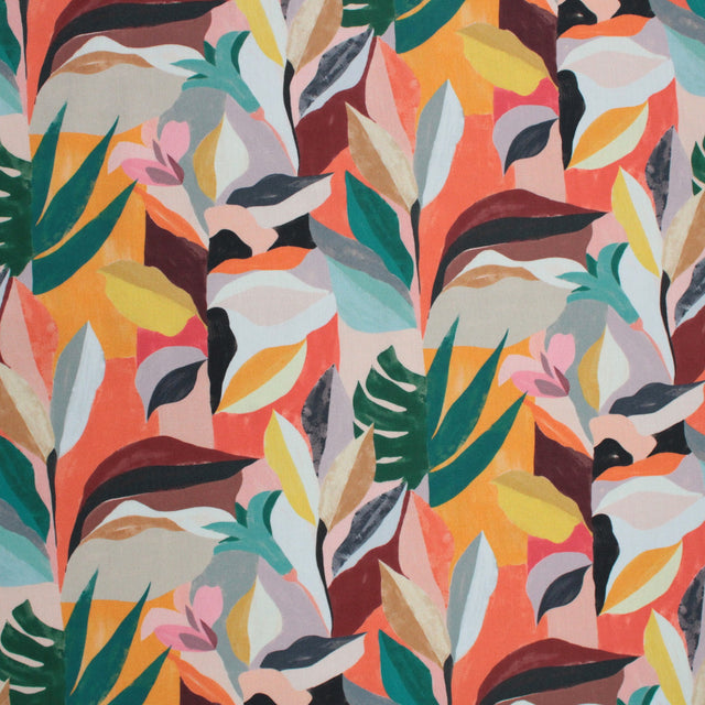 Printed Italian Cotton Shirting - Bright Leaves