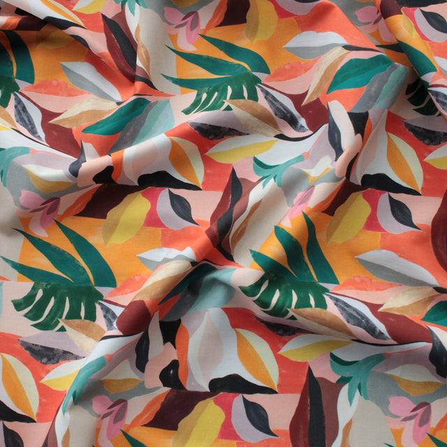 Printed Italian Cotton Shirting - Bright Leaves