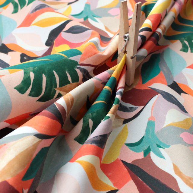 Printed Italian Cotton Shirting - Bright Leaves