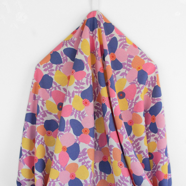 Linen Viscose - Lema Poppies Lavender