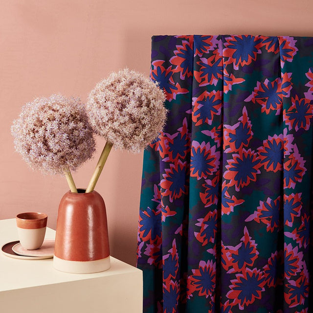 0.7m Remnant - ECOVERO™ Viscose 'Waterlily' - Night