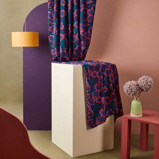 0.7m Remnant - ECOVERO™ Viscose 'Waterlily' - Night