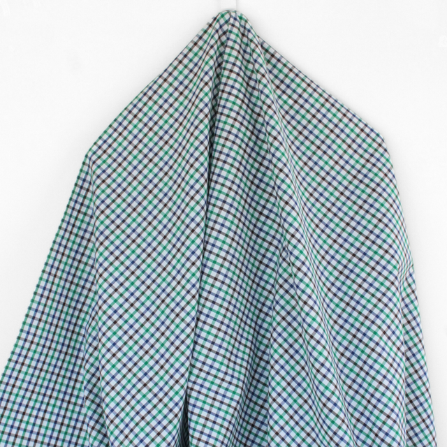 Luxe 2 Ply 100's Italian Cotton Shirting - Blue Green Plaid