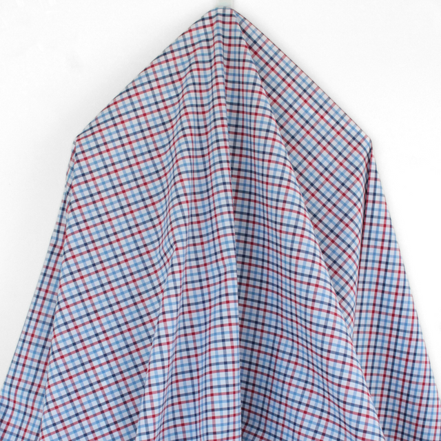 Luxe 2 Ply 100's Italian Cotton Shirting - Red Blue Plaid