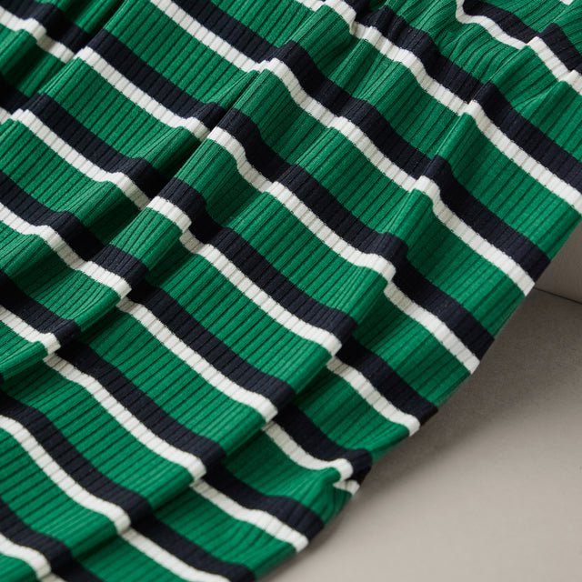Derby Stripe Jersey - Frog, Black + Shell