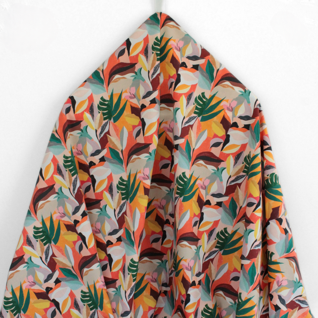 Printed Italian Cotton Shirting - Bright Leaves