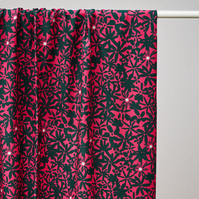 ECOVERO™ Viscose Leia Crepe 'Flowery' - Crimson