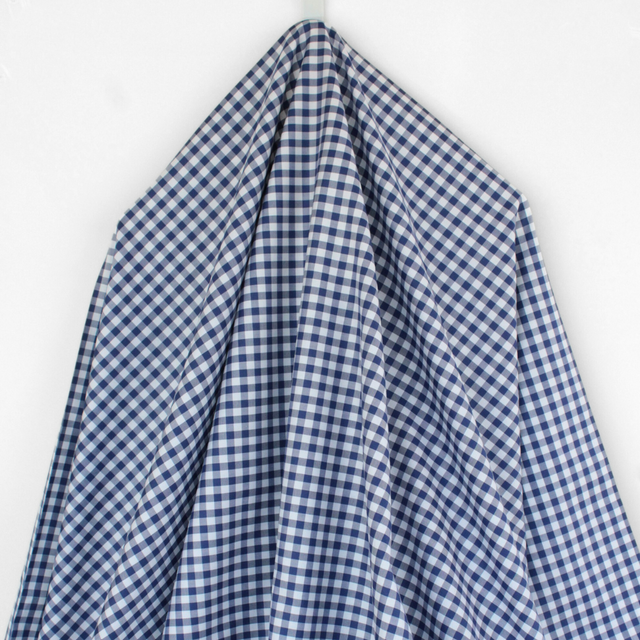 Luxe 2 Ply 100's Italian Twill Cotton Shirting - Navy Large Gingham