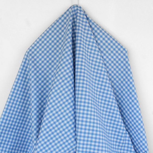 Luxe 2 Ply 100's Italian Twill Cotton Shirting - Sky Large Gingham
