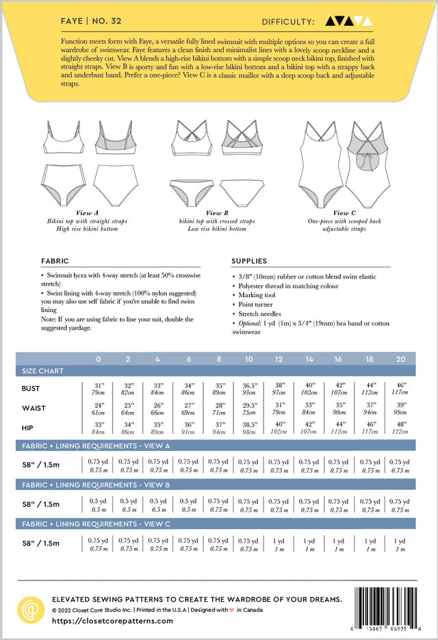 Closet Core Faye Swimsuit Pattern