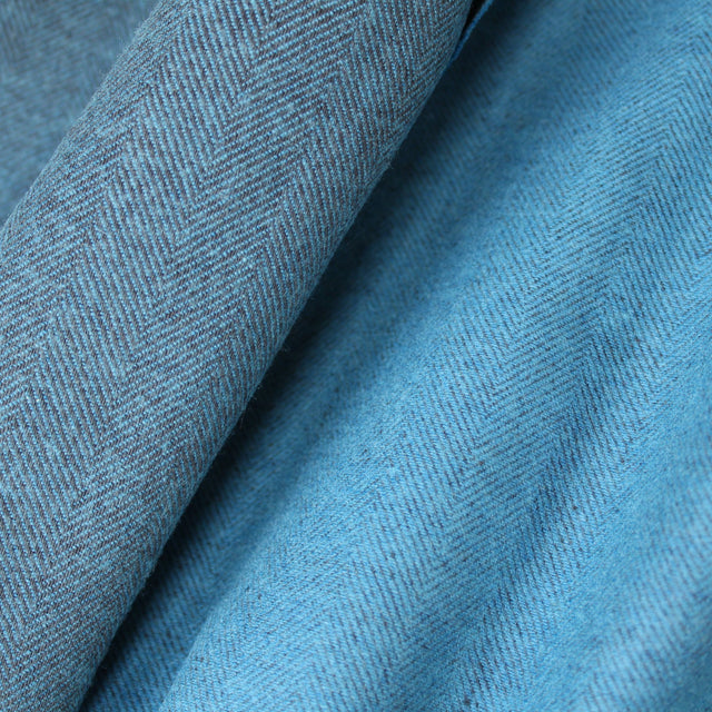 0.9m Remnant - Wool + Cotton Herringbone - Niagra