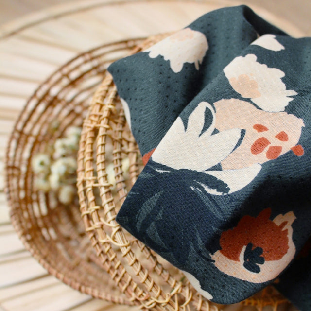 0.7m Remnant - EcoVero Viscose 'Posie' - Smokey