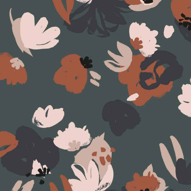 0.7m Remnant - EcoVero Viscose 'Posie' - Smokey