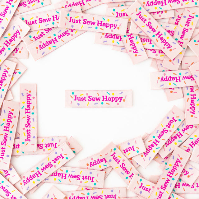 Sarah Hearts Labels - "Just Sew Happy"
