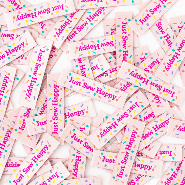 Sarah Hearts Labels - "Just Sew Happy"