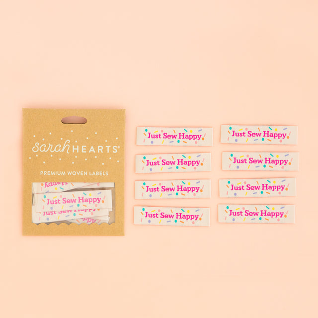 Sarah Hearts Labels - "Just Sew Happy"