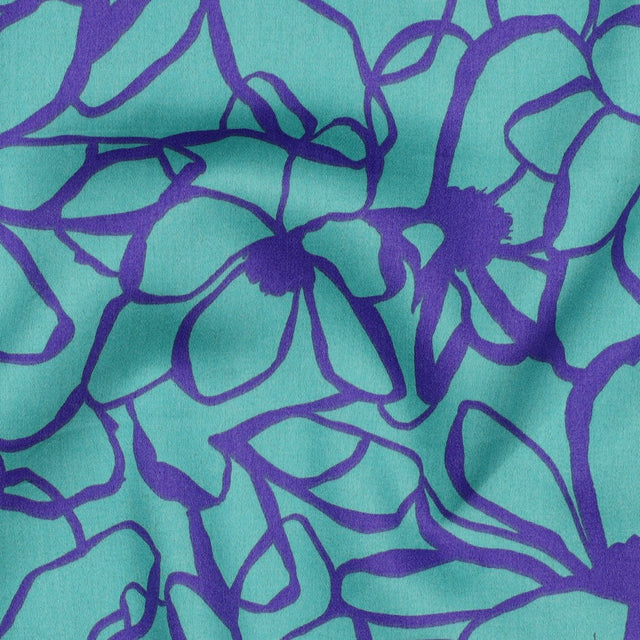 Nerida Hansen Cotton Satin - Magnolia Sea Blue