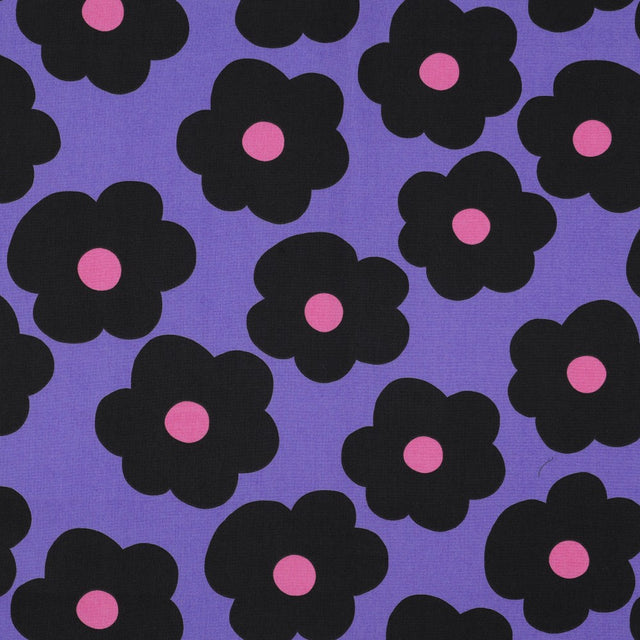 Nerida Hansen Fine Cotton Poplin -  Big Flower Purple