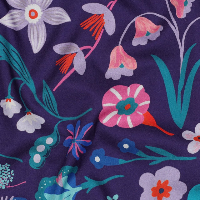 Nerida Hansen Fine Cotton Poplin -  Meadow Flower Purple