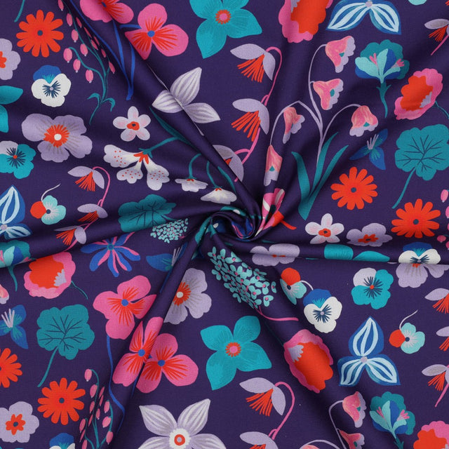 Nerida Hansen Fine Cotton Poplin -  Meadow Flower Purple