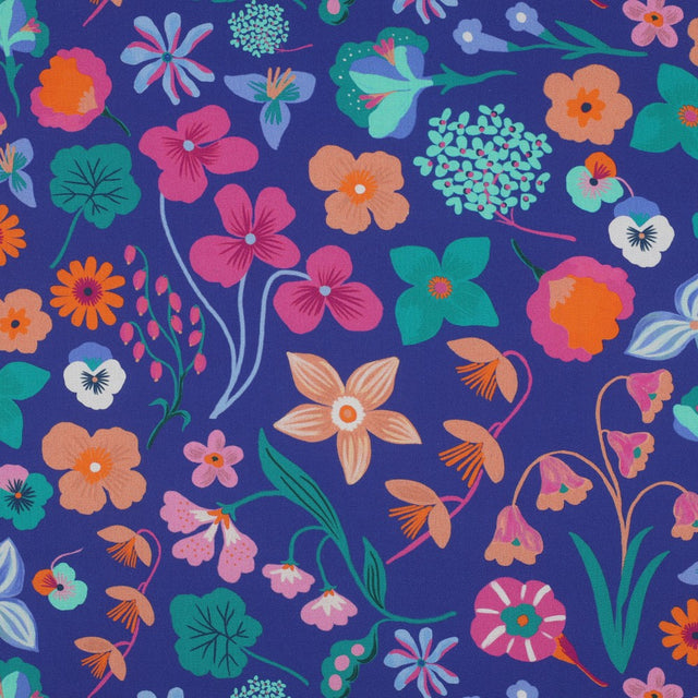 Nerida Hansen Fine Cotton Poplin -  Meadow Flower Purple