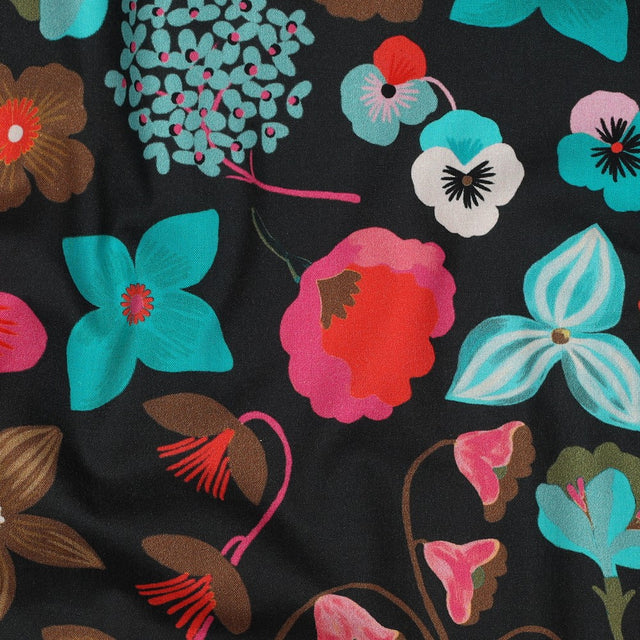 Nerida Hansen Fine Cotton Poplin -  Meadow Flower Black