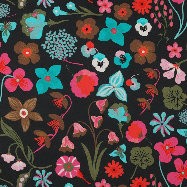 Nerida Hansen Fine Cotton Poplin -  Meadow Flower Black