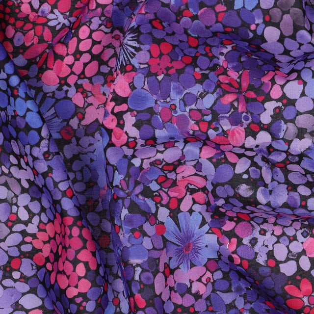 Cotton Voile - Watercolour Floral Purple