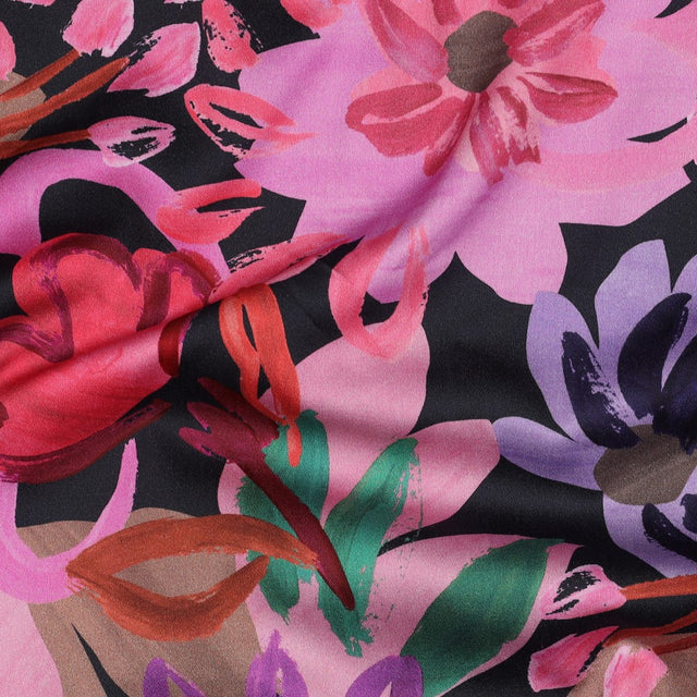 Cotton Satin - Bold Floral Navy