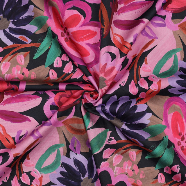 Cotton Satin - Bold Floral Navy