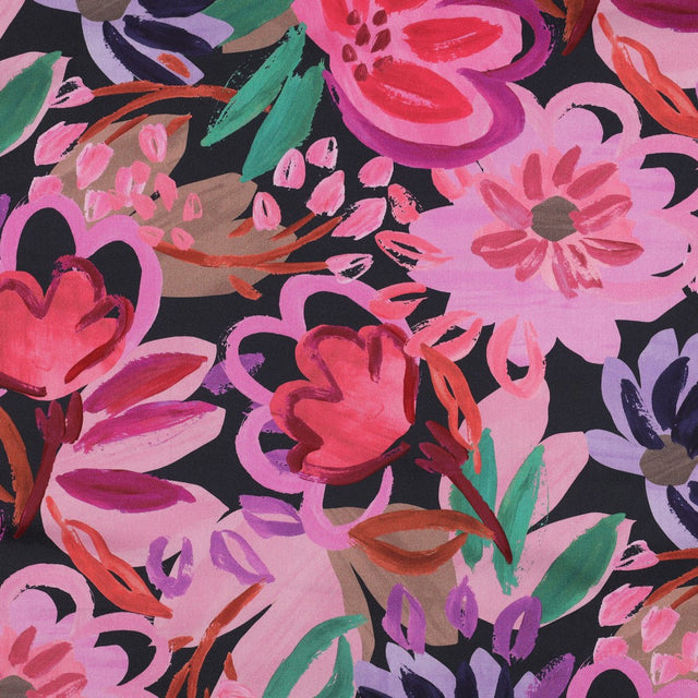 Cotton Satin - Bold Floral Navy