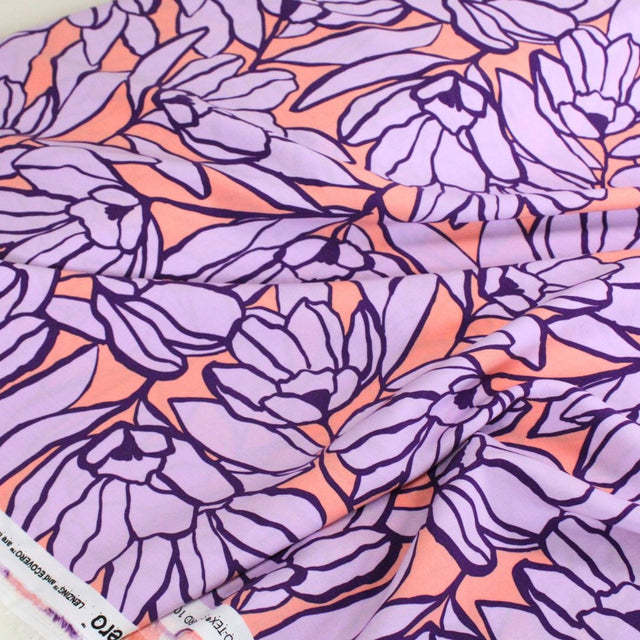 Nerida Hansen ECOVERO™ Viscose -  Inked Bouquet Peach/Lavender