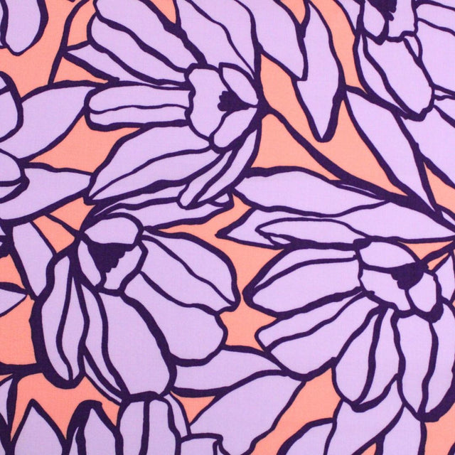 Nerida Hansen ECOVERO™ Viscose -  Inked Bouquet Peach/Lavender