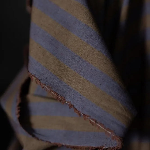 Merchant & Mills Linen + Cotton Blend - Leafy Plum Stripe