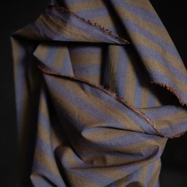 Merchant & Mills Linen + Cotton Blend - Leafy Plum Stripe