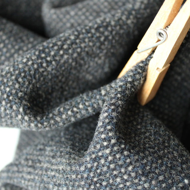 Italian Deadstock Wool Coating - Grey Blue Tweed