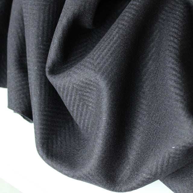 Italian Deadstock Wool Coating - Navy Herringbone
