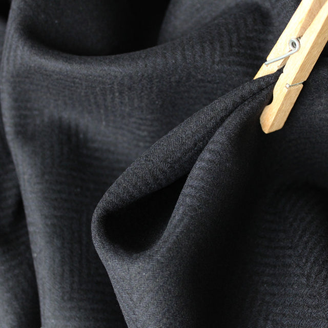 Italian Deadstock Wool Coating - Navy Herringbone