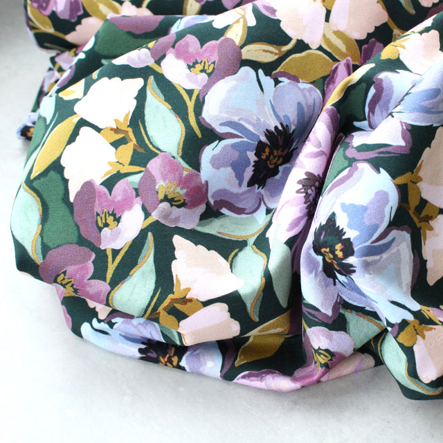 Floral French Terry - Dark Green