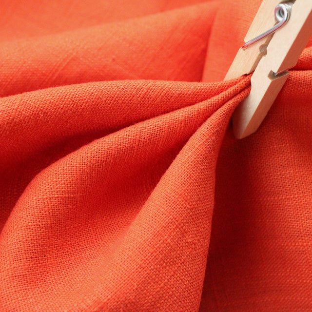 Washed Linen + Cotton Blend - Orange