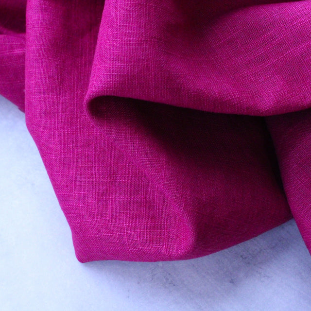 Washed Linen + Cotton Blend - Cerise