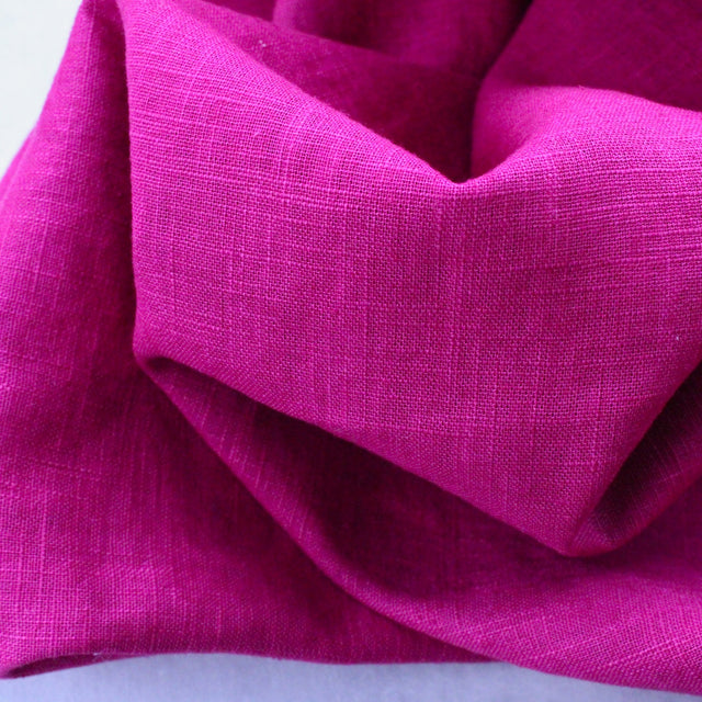 Washed Linen + Cotton Blend - Cerise