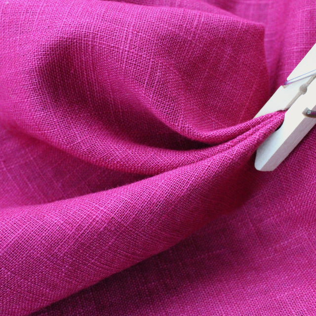 Washed Linen + Cotton Blend - Cerise