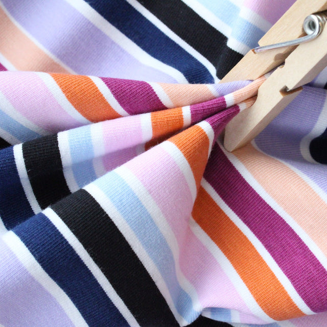 Cotton Jersey Multi Stripe - Purple